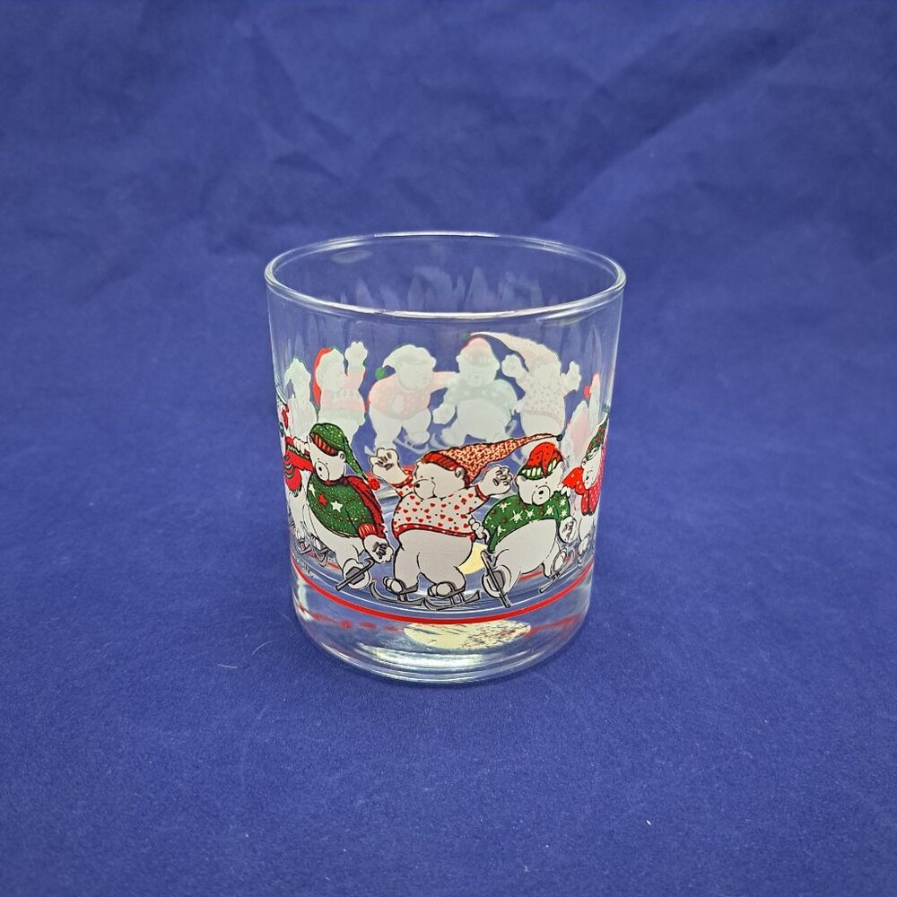 Princess House Christmas Bears Old Fashioned Rocks Tumbler Glass Holiday Decor